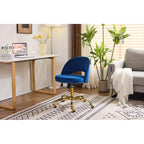 Chaise de bureau pivotante en velours, jolie chaise de bureau moderne en tissu avec roulettes