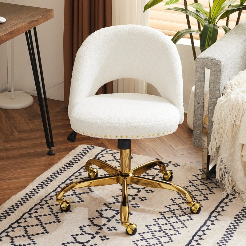 Chaise de bureau pivotante en velours, jolie chaise de bureau moderne en tissu avec roulettes
