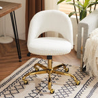 Chaise de bureau pivotante en velours, jolie chaise de bureau moderne en tissu avec roulettes