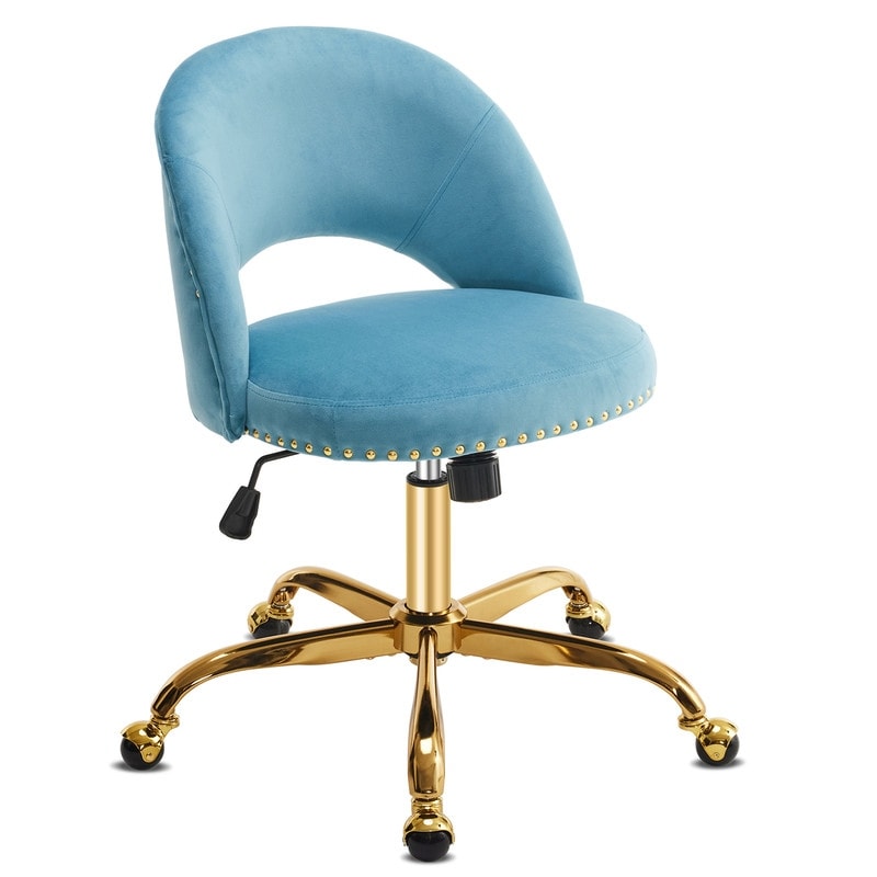Chaise de bureau pivotante en velours, jolie chaise de bureau moderne en tissu avec roulettes