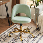Chaise de bureau pivotante en velours, jolie chaise de bureau moderne en tissu avec roulettes