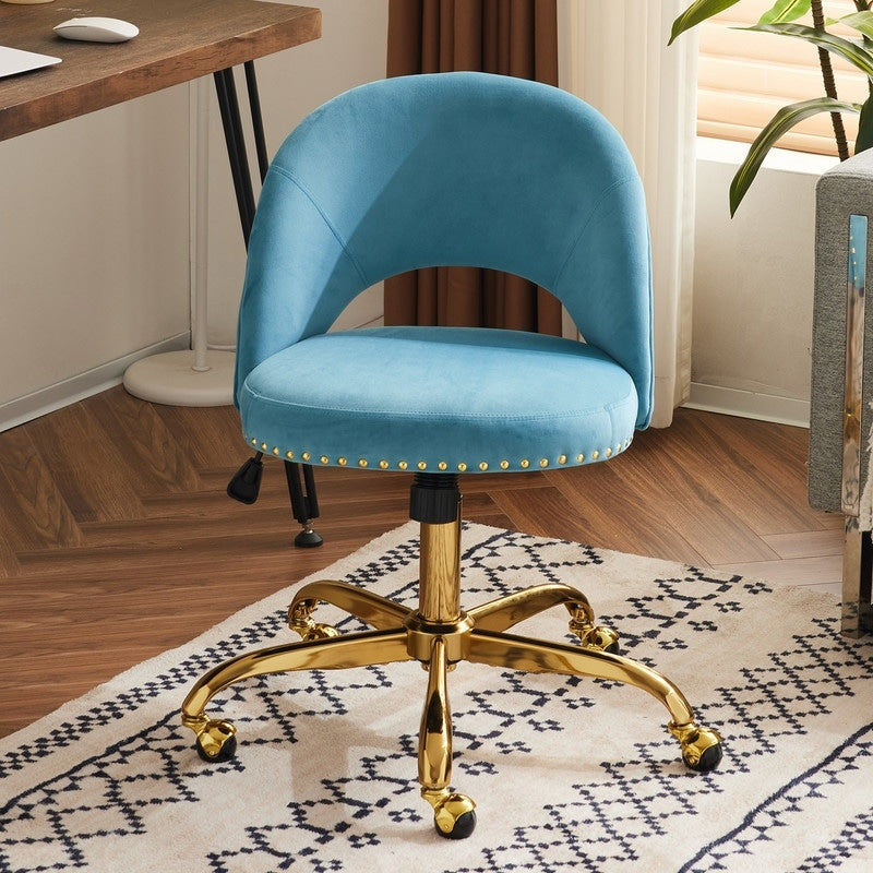 Chaise de bureau pivotante en velours, jolie chaise de bureau moderne en tissu avec roulettes