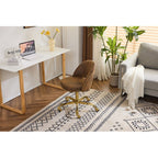 Chaise de bureau pivotante en velours, jolie chaise de bureau moderne en tissu avec roulettes