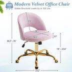 Chaise de bureau pivotante en velours, jolie chaise de bureau moderne en tissu avec roulettes