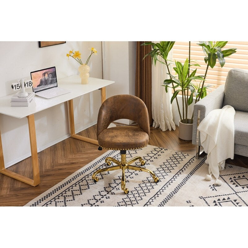 Chaise de bureau pivotante en velours, jolie chaise de bureau moderne en tissu avec roulettes