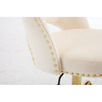 Chaise de bureau pivotante en velours, jolie chaise de bureau moderne en tissu avec roulettes