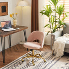 Chaise de bureau pivotante en velours, jolie chaise de bureau moderne en tissu avec roulettes
