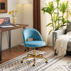 Chaise de bureau pivotante en velours, jolie chaise de bureau moderne en tissu avec roulettes