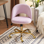 Chaise de bureau pivotante en velours, jolie chaise de bureau moderne en tissu avec roulettes
