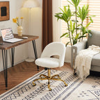 Chaise de bureau pivotante en velours, jolie chaise de bureau moderne en tissu avec roulettes