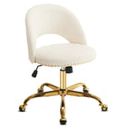 Chaise de bureau pivotante en velours, jolie chaise de bureau moderne en tissu avec roulettes