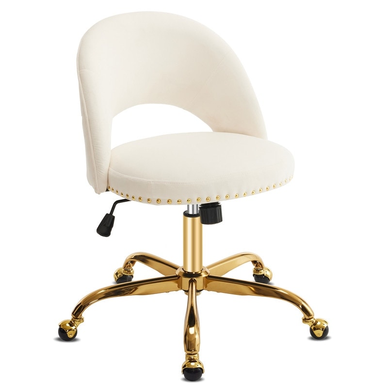 Chaise de bureau pivotante en velours, jolie chaise de bureau moderne en tissu avec roulettes