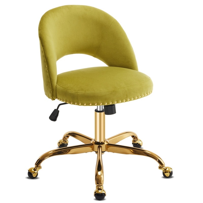 Chaise de bureau pivotante en velours, jolie chaise de bureau moderne en tissu avec roulettes