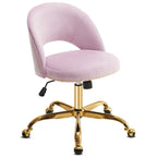 Chaise de bureau pivotante en velours, jolie chaise de bureau moderne en tissu avec roulettes