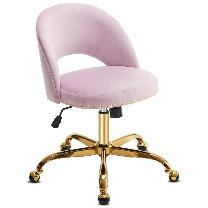Chaise de bureau pivotante en velours, jolie chaise de bureau moderne en tissu avec roulettes
