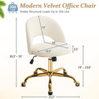 Chaise de bureau pivotante en velours, jolie chaise de bureau moderne en tissu avec roulettes