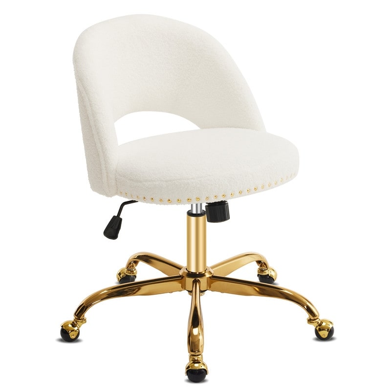 Chaise de bureau pivotante en velours, jolie chaise de bureau moderne en tissu avec roulettes