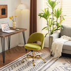 Chaise de bureau pivotante en velours, jolie chaise de bureau moderne en tissu avec roulettes