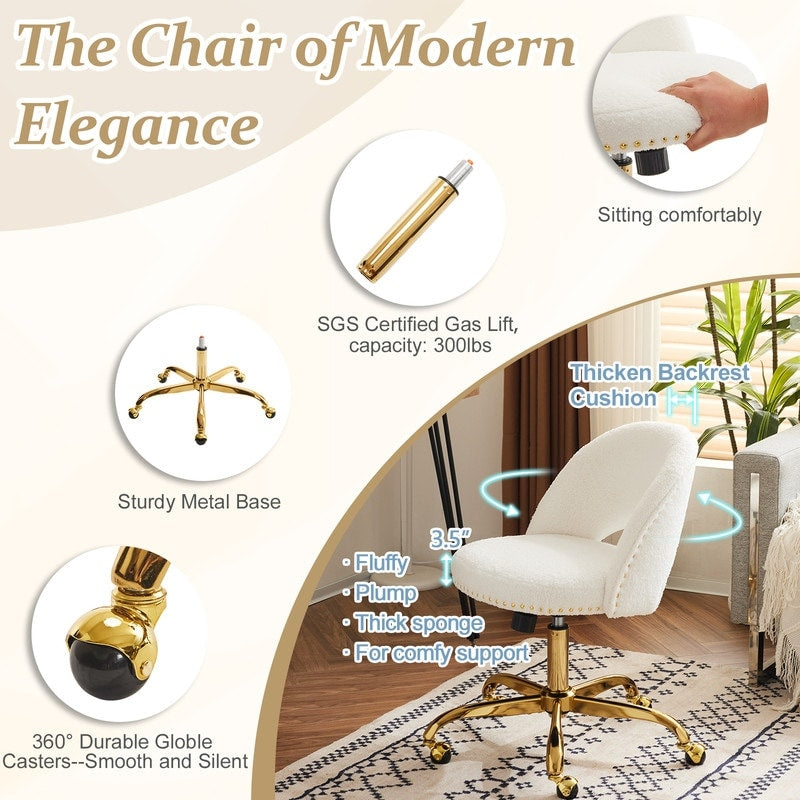 Chaise de bureau pivotante en velours, jolie chaise de bureau moderne en tissu avec roulettes