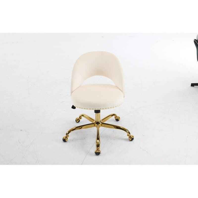 Chaise de bureau pivotante en velours, jolie chaise de bureau moderne en tissu avec roulettes
