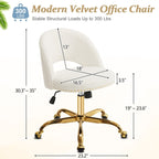 Chaise de bureau pivotante en velours, jolie chaise de bureau moderne en tissu avec roulettes