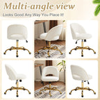 Chaise de bureau pivotante en velours, jolie chaise de bureau moderne en tissu avec roulettes