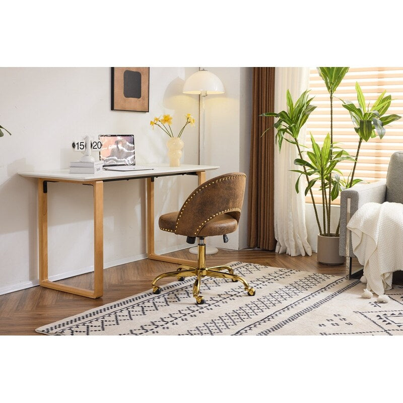 Chaise de bureau pivotante en velours, jolie chaise de bureau moderne en tissu avec roulettes