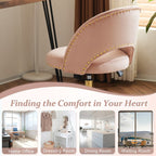 Chaise de bureau pivotante en velours, jolie chaise de bureau moderne en tissu avec roulettes
