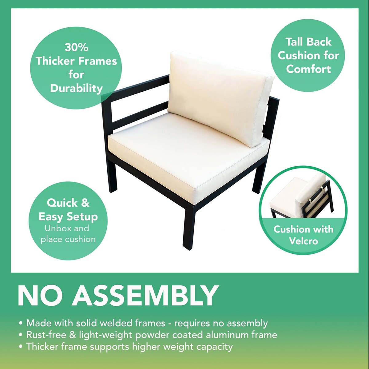 Canapé d'extérieur Ohana 7 pièces en aluminium avec coussin et table à feu de 42 po
