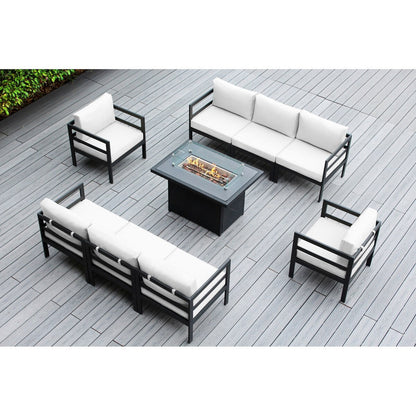 Canapé d'extérieur Ohana 9 pièces en aluminium avec coussin et table à feu de 42 po