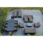 Ensemble de 20 canapés, salle à manger et chaises longues en osier noir Ohana Outdoor Patio