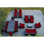 Ensemble de 20 canapés, salle à manger et chaises longues en osier noir Ohana Outdoor Patio