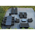 Ensemble de 20 canapés, salle à manger et chaises longues en osier noir Ohana Outdoor Patio
