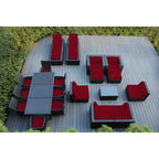 Ensemble de 20 canapés, salle à manger et chaises longues en osier noir Ohana Outdoor Patio