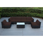 Ensemble de salon de jardin Ohana 7 pièces en osier noir avec coussins - Sans assemblage
