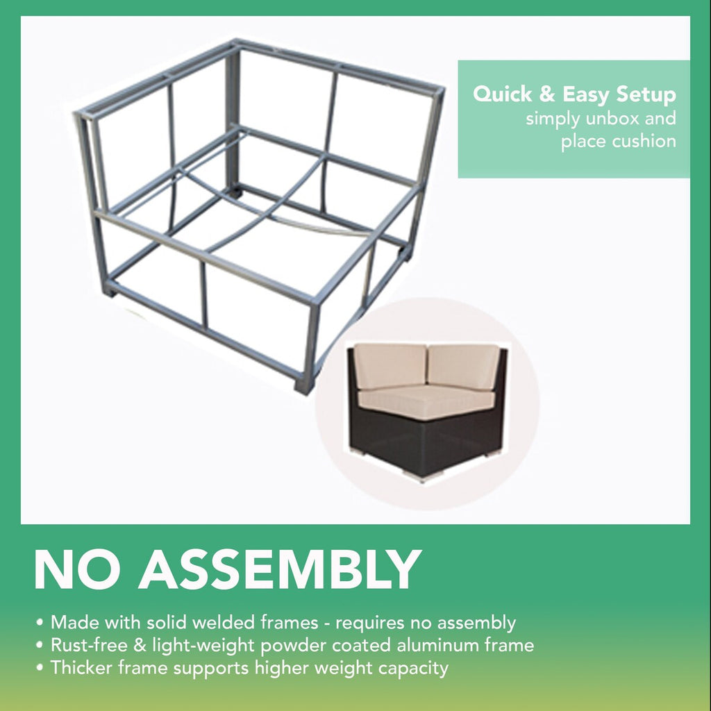 Ensemble de patio extérieur Ohana 8 pièces en osier noir avec coussins - Sans assemblage