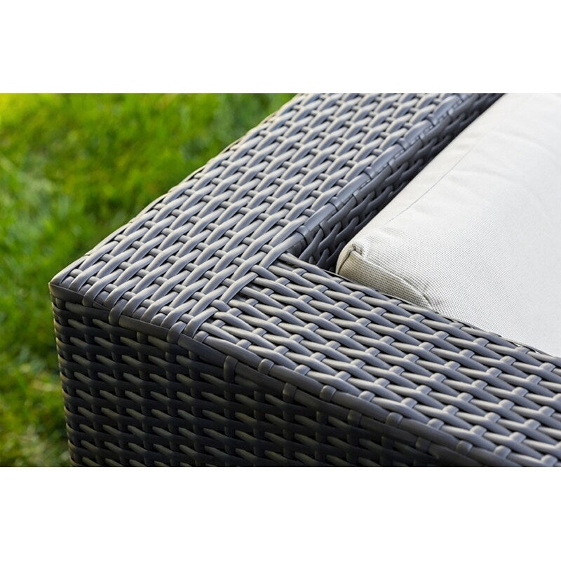 Ensemble de patio extérieur Ohana 8 pièces en osier noir avec coussins - Sans assemblage