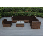 Ensemble de 8 canapés sectionnels Ohana Outdoor Patio en osier brun mélangé avec coussins - Sans assemblage