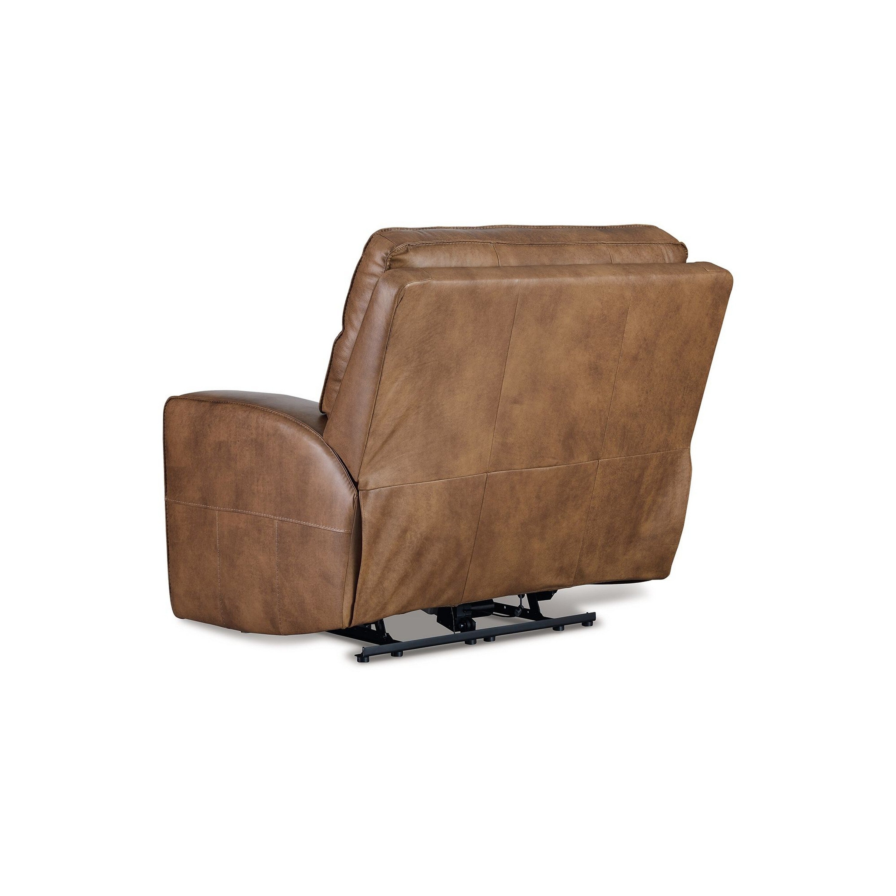 Fauteuil inclinable électrique Okah, cuir pleine fleur marron caramel, réglable