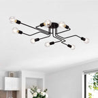 Plafonnier linéaire noir Sputnik Olalla à 8 lumières