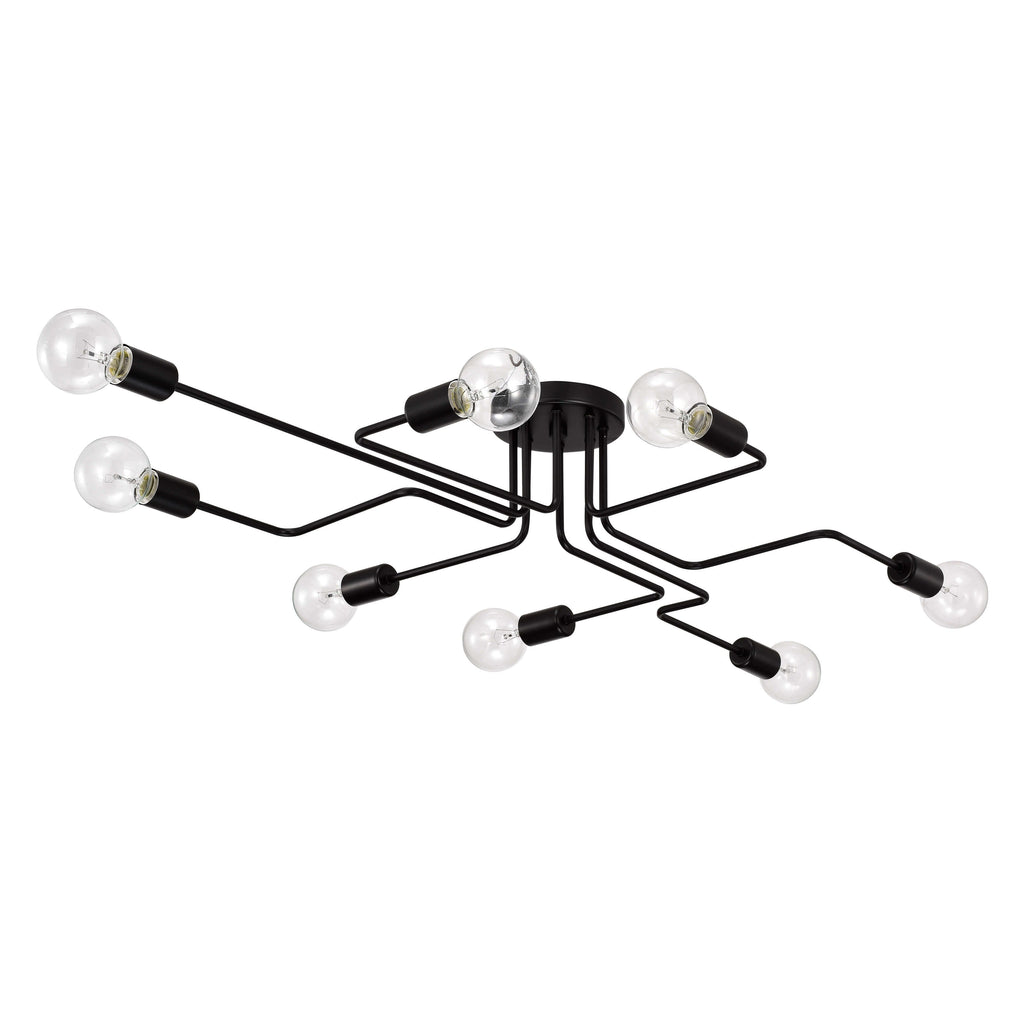 Plafonnier linéaire noir Sputnik Olalla à 8 lumières