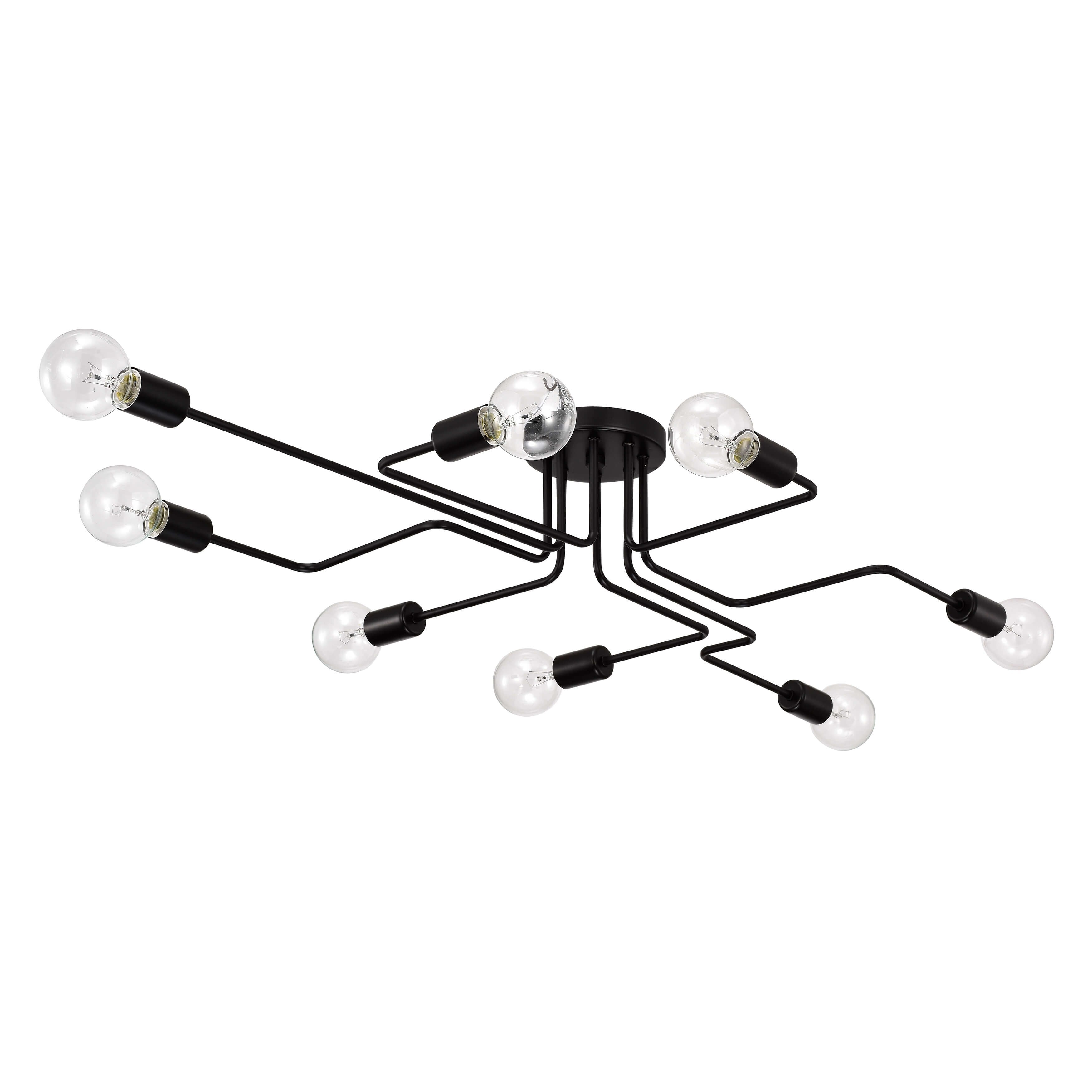 Plafonnier linéaire noir Sputnik Olalla à 8 lumières