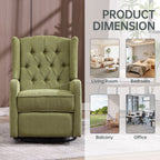 Fauteuil inclinable manuel pivotant à 360° en lin vert olive avec dossier capitonné et repose-pieds pour salon et chambre