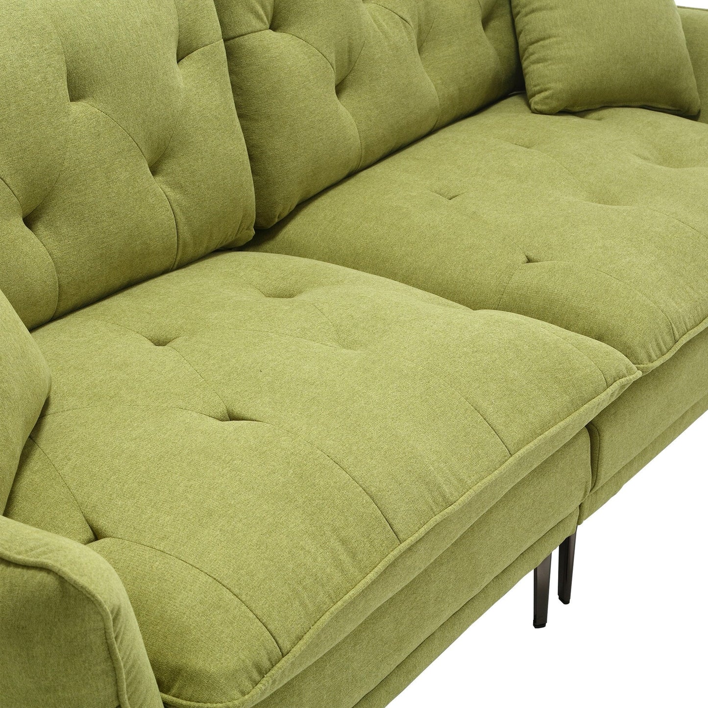 Canapé causeuse en lin Olive Modern 102.36 avec accoudoirs réglables et coussins capitonnés pour le salon