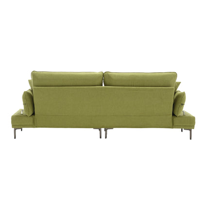 Canapé causeuse en lin Olive Modern 102.36 avec accoudoirs réglables et coussins capitonnés pour le salon