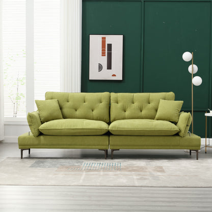 Canapé causeuse en lin Olive Modern 102.36 avec accoudoirs réglables et coussins capitonnés pour le salon