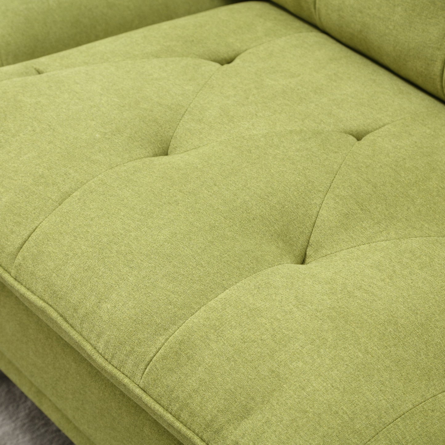 Canapé causeuse en lin Olive Modern 102.36 avec accoudoirs réglables et coussins capitonnés pour le salon