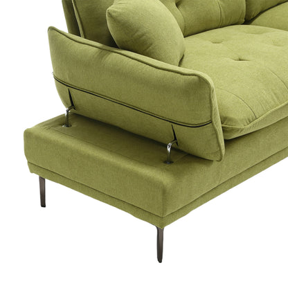 Canapé causeuse en lin Olive Modern 102.36 avec accoudoirs réglables et coussins capitonnés pour le salon