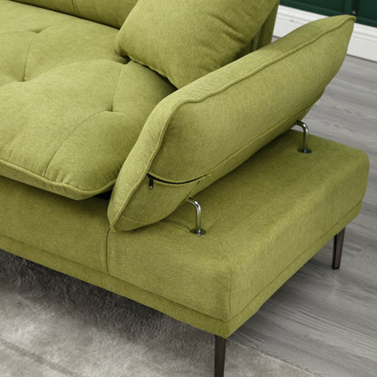 Canapé causeuse en lin Olive Modern 102.36 avec accoudoirs réglables et coussins capitonnés pour le salon