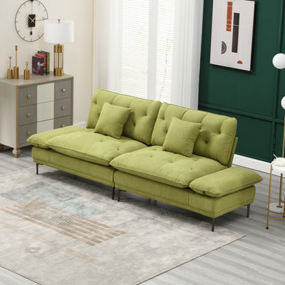 Canapé causeuse en lin Olive Modern 102.36 avec accoudoirs réglables et coussins capitonnés pour le salon